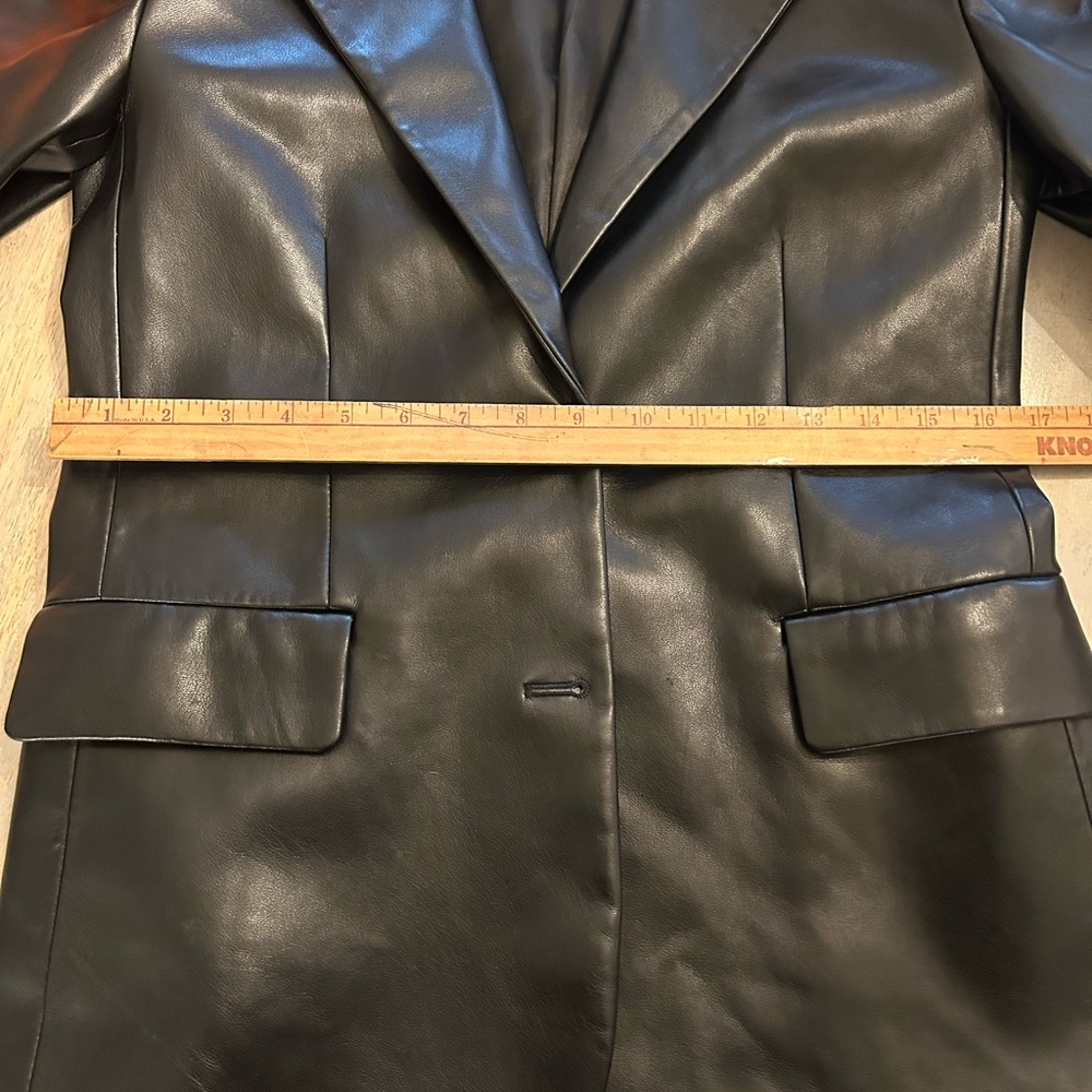 Mango Black Faux Leather Tailored Blazer Jacket Dark Academia Women Medium M - Picture 14 of 16